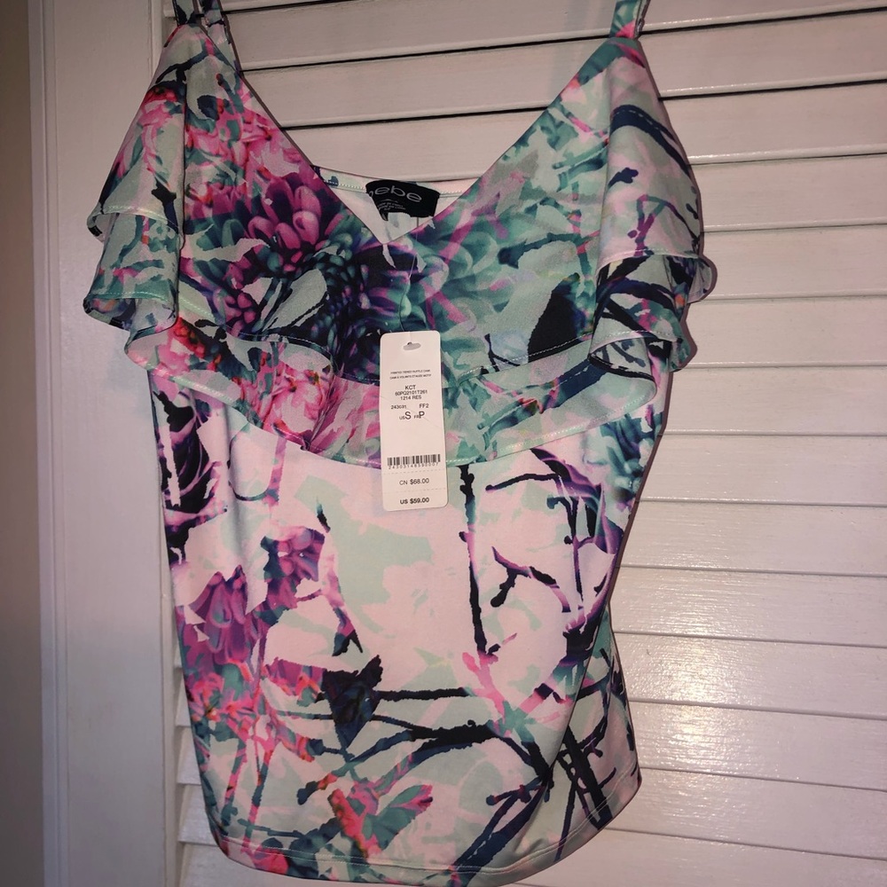 Bebe printed tiered ruffled cami size small